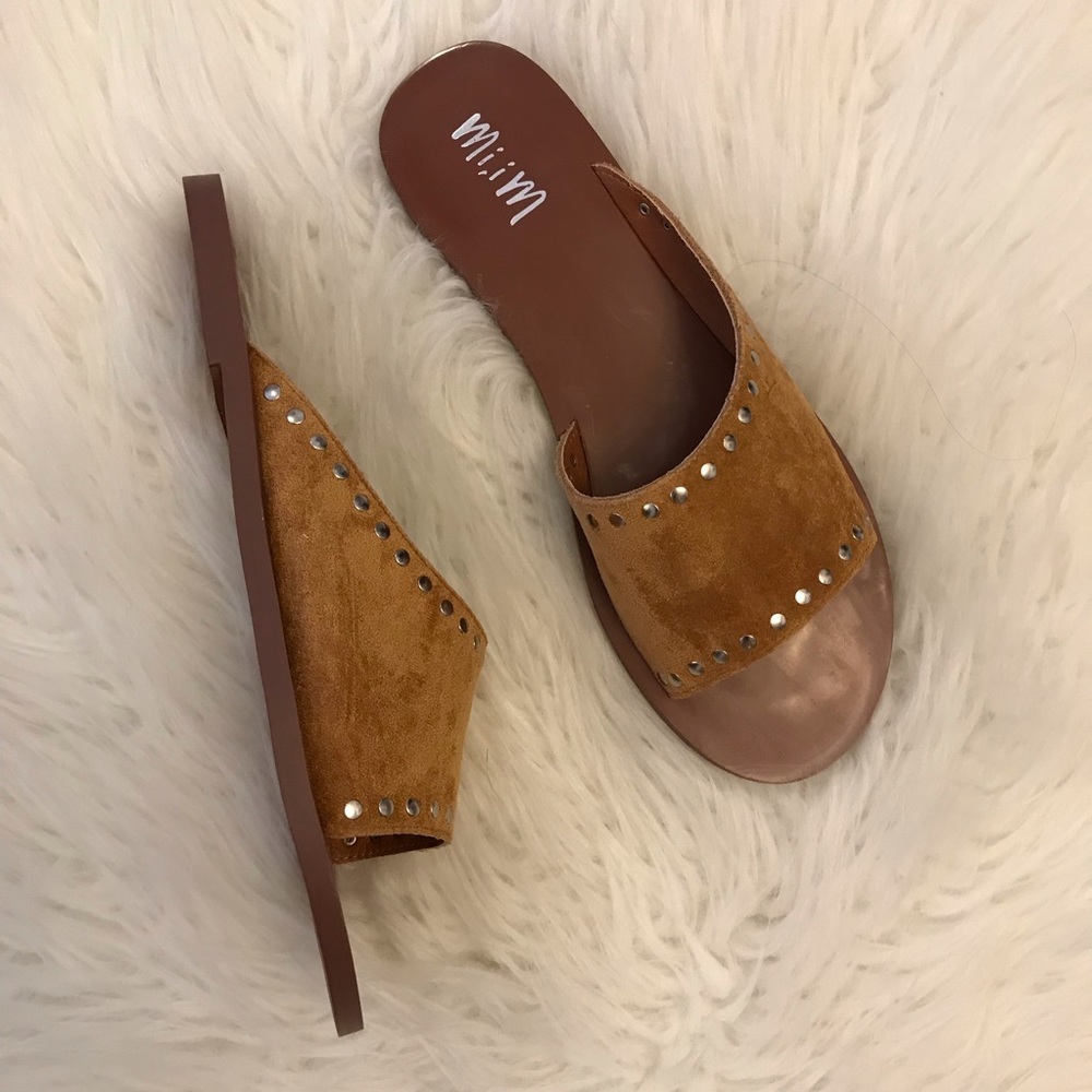Kennedy Camel Studded Asymmetrical Slide Sandal - Picture 5 of 8